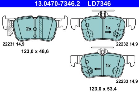 KLOCKI HAMULCOWE ATE 13 0470 7346 2247444 FORD FOCUS IV 18- TYŁ