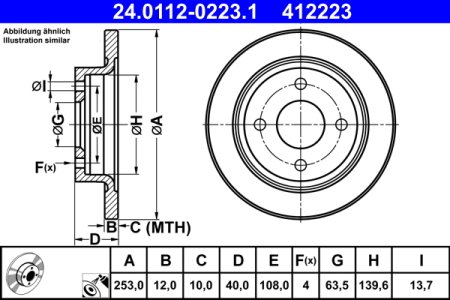 TARCZA HAMULCOWA ATE 24 0112 0223 2096336 FORD FIESTA VII 17- TYŁ