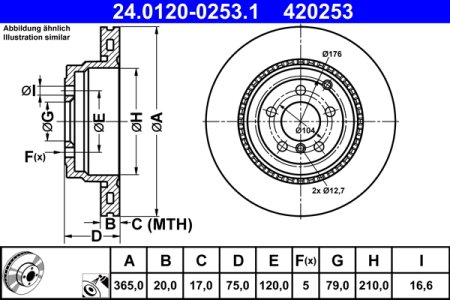 TARCZA HAMULCOWA ATE 24 0120 0253 LR031846 LANDROVER RANGE ROVER 09-12 TYŁ