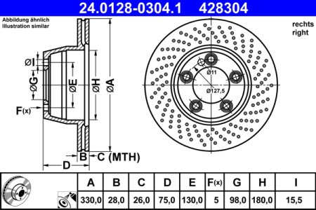 TARCZA HAMULCOWA ATE 24 0128 0304 99135240402 PORSCHE 911 (991) 15- PT