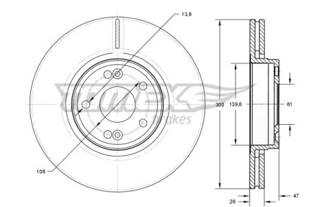 TARCZA HAMULCOWA TOMEX brakes TX72 12 7701206614 RENAULT LAGUNA 01-07