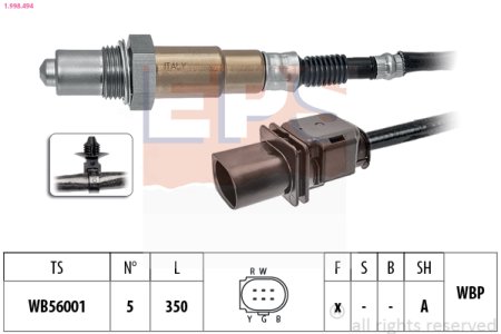 Sonda lambda EPS 1.998.494 55573637 CHEVROLET OPEL