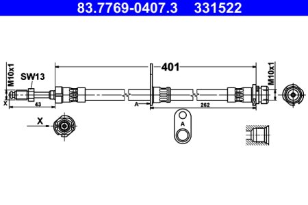 Przewód hamulcowy giętki ATE 83.7769-0407 1808669 FORD TRANSIT CONNECT 13