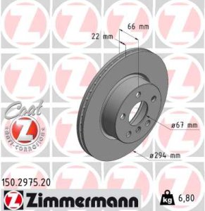 Tarcza hamulcowa ZIMMERMANN 150.2975.20 34106877211 BMW 3 G20,G21 19-20 przód