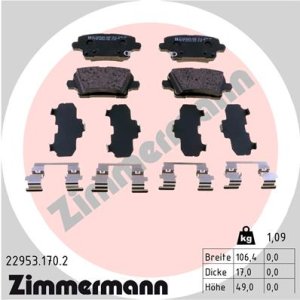 Klocki hamulcowe ZIMMERMANN 22953.170.2 13517694 OPEL INSIGNIA B 17- tył