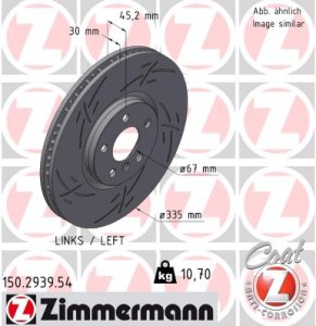 Tarcza hamulcowa ZIMMERMANN 150.2939.54 34116865711 MINI JOHN COOPER WORKS 15- LP