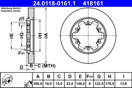 Tarcza hamulcowa ATE 24.0118-0161 1815600 FORD TRANSIT 13- tył