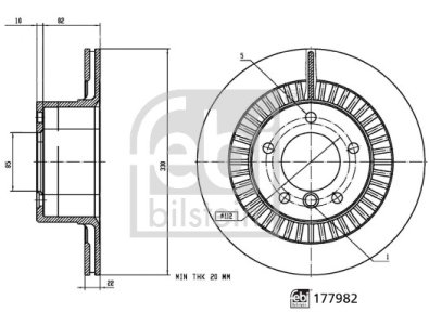 Tarcza hamulcowa FEBI BILSTEIN 177982 4634230012 MERCEDES W463 G-KLASA AMG 12- tył
