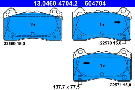 Klocki hamulcowe ATE 13.0460-4704 2003984 przód FORD FOCUS III 2,3 RS AWD 15