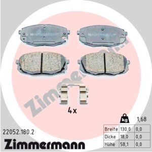 Klocki hamulcowe ZIMMERMANN 22052.180.2 58101J9A50 HYUNDAI KONA 17- przód