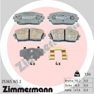 Klocki hamulcowe ZIMMERMANN 25365.165.2 581011YA30 KIA PICANTO 11-17 przód