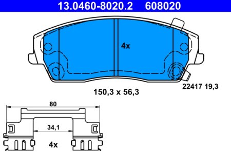 Klocki hamulcowe ATE 13.0460-8020 5142555AA CHRYSLER 300C 04