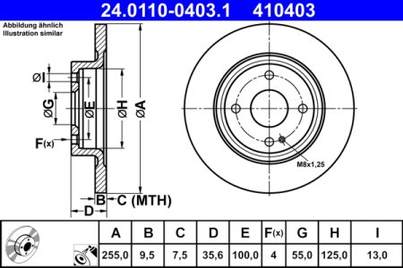Tarcza hamulcowa ATE 24.0110-0403 N24326251 MAZDA MX-5 15- tył