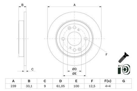 Tarcza hamulcowa BOSCH 0986479E95 42510T5B950 HONDA JAZZ IV 15-20 tył