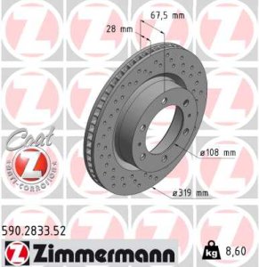 Tarcza hamulcowa ZIMMERMANN 590.2833.52 435120K090 TOYOTA HILUX VII 07- przód