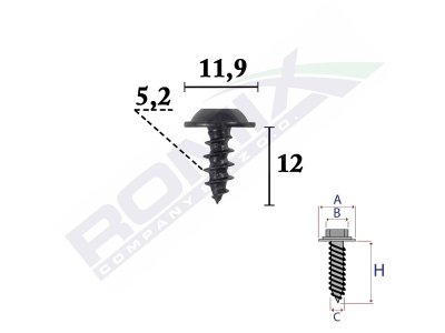 Wkręt montażowy ROMIX COMPANY C70642 WHT006726 AUDI