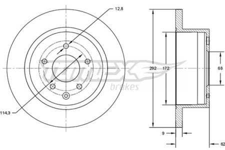 TARCZA HAMULCOWA TOMEX brakes TX72 89 43206JD00A NISSAN JUKE 10- TYŁ