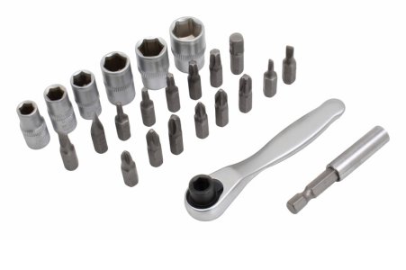 Bity i nasadki z grzechotką ¼ TECHMAN S-R24BS zestaw 24 elem 