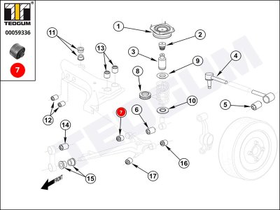 Silentblok wahacza TEDGUM 00059336 443511523B