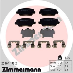 Klocki hamulcowe ZIMMERMANN 22904 175 2 58101G6A40 KIA PICANTO 17- PRZÓD