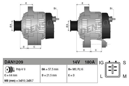 Alternator DENSO DAN1209 2706051030