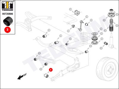 Silentblok wahacza TEDGUM 00720886 1K0505541B