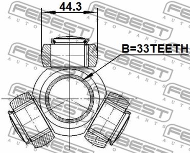 KRZYŻAK PRZEGUBU WEW. NISSAN QASHQAI/X/TRAIL MAZDA 6 33ZX44,3MM (TRIPOD)