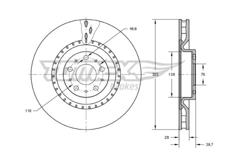 Tarcza hamulcowa TOMEX brakes TX73-74 46843608 przód ALFA ROMEO 159 05-11 WEN