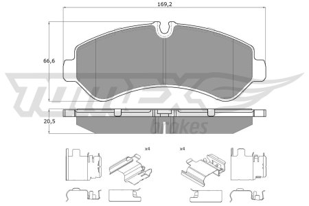KLOCKI HAMULCOWE TOMEX brakes 1952 9074208700 MERCEDES SPRINTER 18- TYŁ