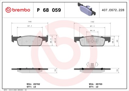 KLOCKI HAMULCOWE BREMBO P68059X 410605612R RENAULT CLIO IV 12- PRZÓD