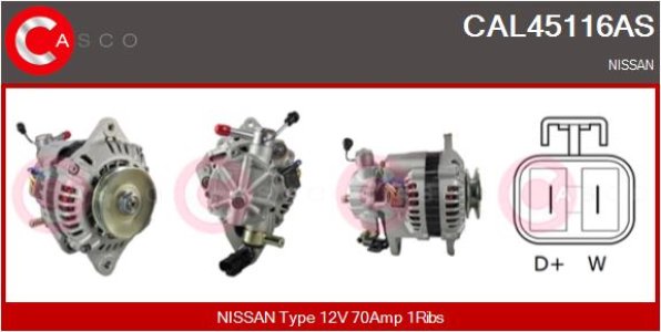 ALTERNATOR 12V 70A CASCO CAL45116AS 