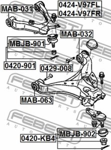 ŚRUBA WAHACZA (MIMOŚRODOWA) MITSUBISHI PAJERO III/MONTERO V65W/V75W 2000-2006