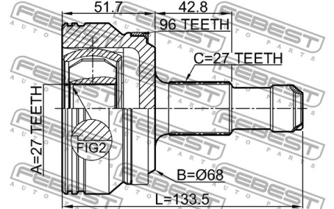 PRZEGUB ZEW. DB W212/X204/W221 27X68X27 TYLNA OŚ