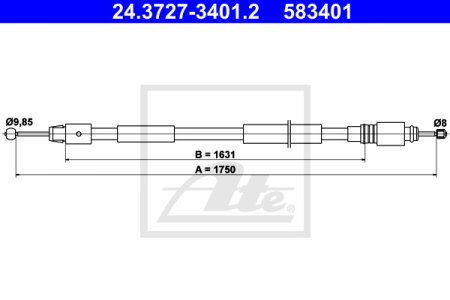 Linka hamulca ATE 24-3727-3401-2 7L0609721A