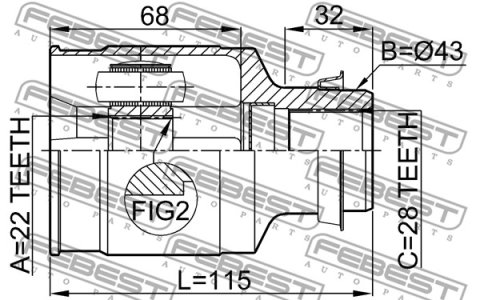 PRZEGUB WEW. MAZDA 323 (BA) 22X43X28 PR.