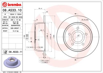 Tarcza hamulcowa BREMBO 08.A533.11 52098666