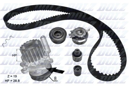 ZESTAW ROZRZĄDU Z PASKIEM + POMPA WODY DOLZ KD100 VKMC011482 AUDI