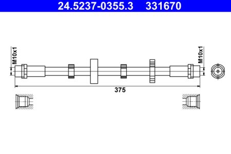 Przewód hamulcowy giętki ATE 24.5237-0355 7D0611701A VW T4 97-03 LP
