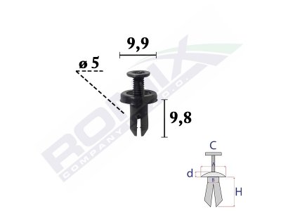 Kołek rozporowy ROMIX COMPANY C70698 EA0150037 MAZDA 2, 3, 6, CX-5, MPV
