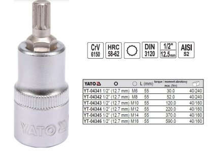 KLUCZ TRZPIENIOWY SPLINE 1/2 M6 L55MM