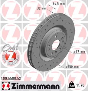 Tarcza hamulcowa ZIMMERMANN 400 5500 52 1664210712 MERCEDES W166 M-KLASA 11-15 PRZÓD