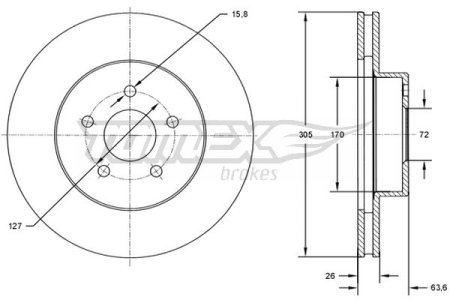 TARCZA HAMULCOWA TOMEX brakes TX72 23 52098672 JEEP GRAND CHEROKEE 99-05