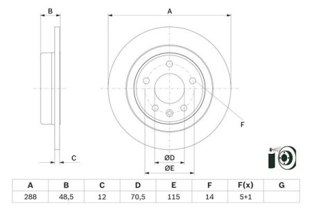 Tarcza hamulcowa BOSCH 0986479F83 13517857 OPEL INSIGNIA B 17- tył