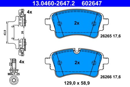 Klocki hamulcowe ATE 13.0460-2647 8W0698451AF AUDI A6 19- tył