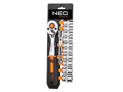 Grzechotka 3/8, zestaw z nasadkami 12 szt. NEO Tools 10-020 