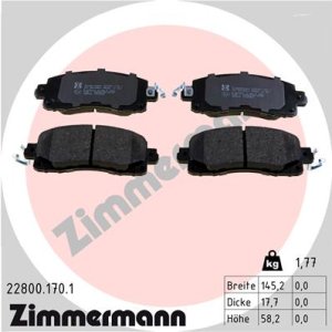 Klocki hamulcowe ZIMMERMANN 22800.170.1 26296FL030 SUBARU IMPREZA 17- przód