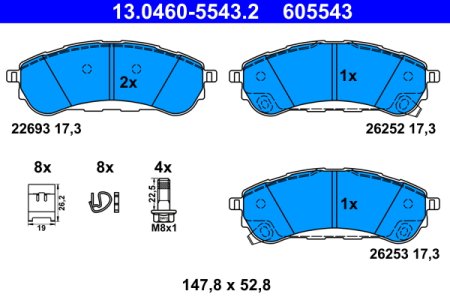 Klocki hamulcowe ATE 13.0460-5543 2230083 FORD RANGER (TKE) 18- tył