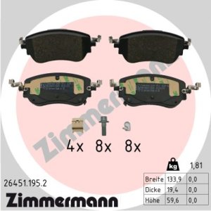 Klocki hamulcowe ZIMMERMANN 26451.195.2 77368941 FIAT TIPO 20- przód