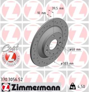 Tarcza hamulcowa ZIMMERMANN 370.3056.52 K01126251B MAZDA CX-5 11- tył