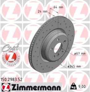 Tarcza hamulcowa ZIMMERMANN 150.2983.52 34206896228 BMW 3 G20,G80 18- PT